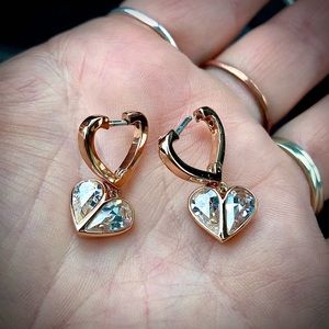 Kate Spade Rose Gold Crystal Heart Earrings